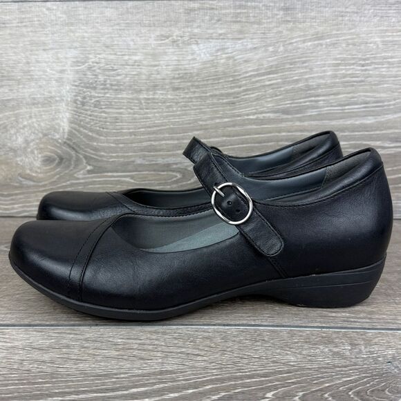 Dansko Fawna Women’s Sz 8.5-9/EU 39 Black Milled Nappa Leather Mary Jane Shoes - Picture 3 of 10